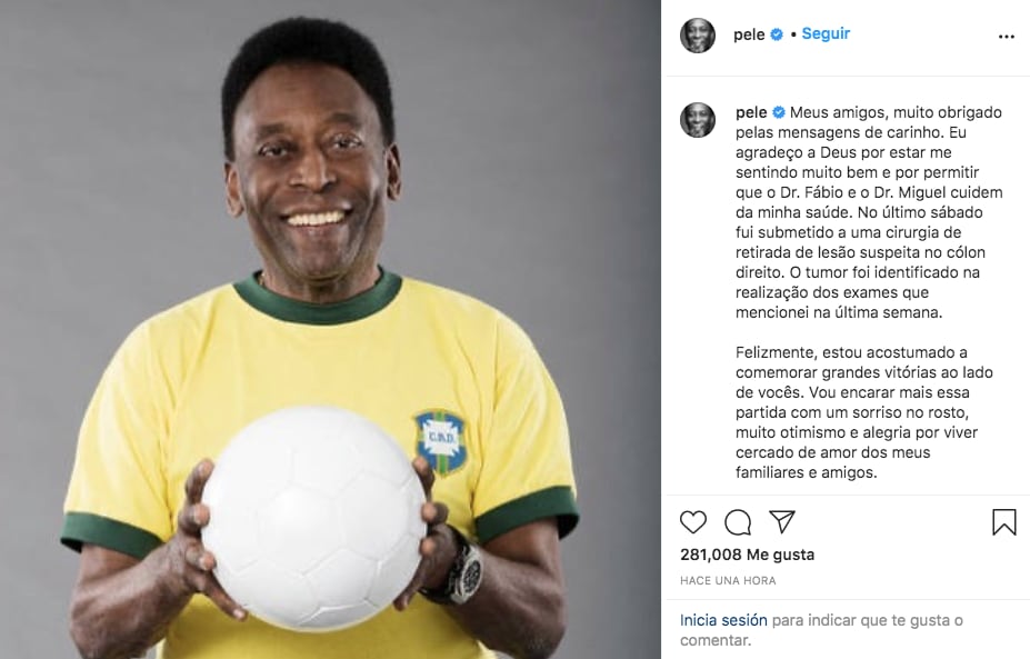 Pelé contó que fue operado por cáncer de colon.