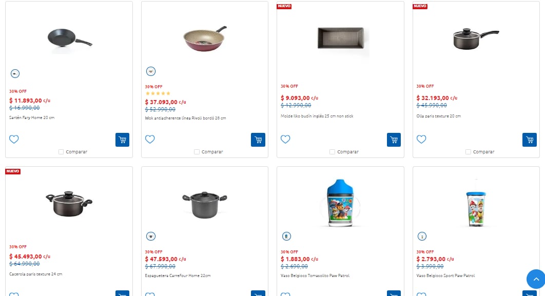 Promociones en la página web de Carrefour en la sección de bazar.