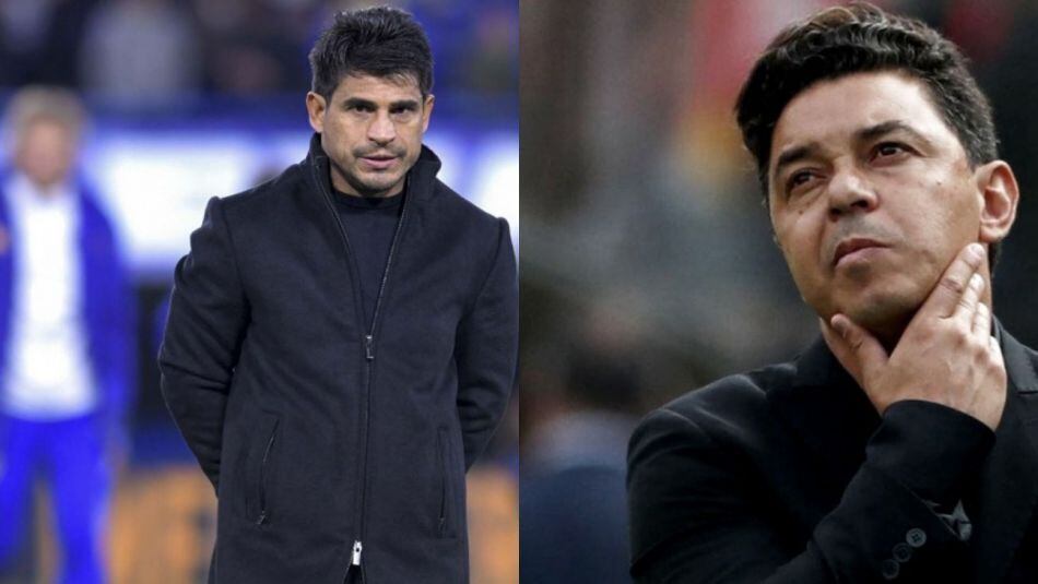 Marcelo Gallardo y Hugo Ibarra, entrenadores de ambos bandos.