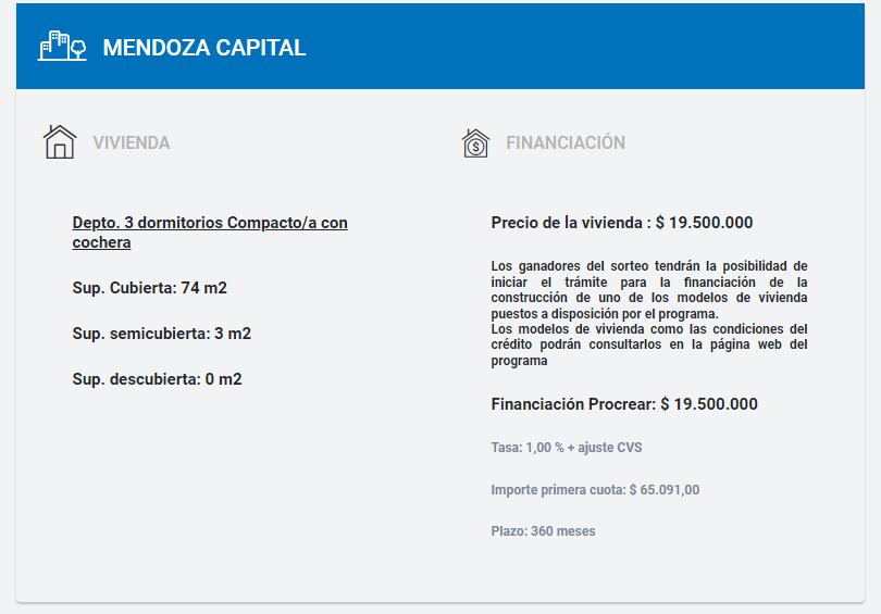 Departamento en Procrear de Capital (noviembre 2022): tres dormitorios, con cochera