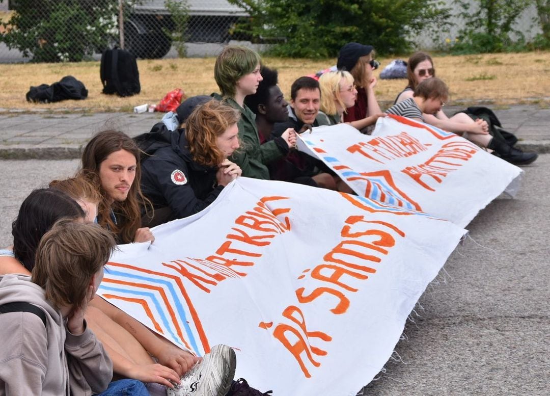 Greta Thunberg y su grupo en la actividad de junio. 