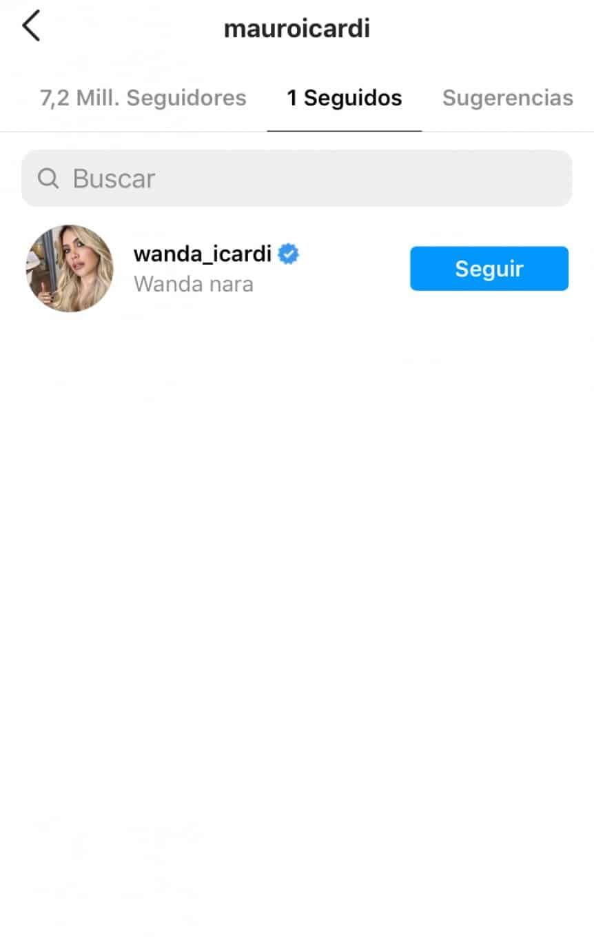 Mauro Icardi dejó de seguir a todos y ahora solo sigue a Wanda Nara.