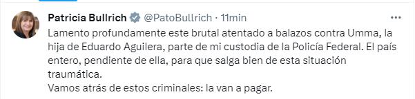 El posteo de Patricia Bullrich.