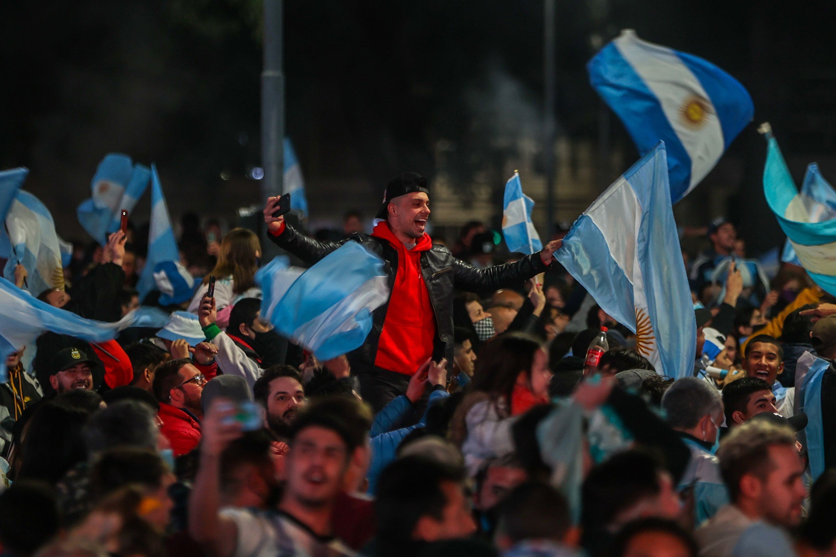 Los festejos de Argentina campeón en el Obelisco.