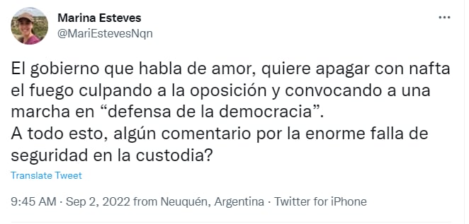 El PRO de Neuquén se defendió contra las acusaciones del kirchnerismo por el ataque a Cristina.