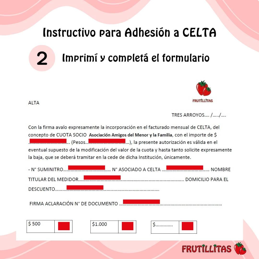 Campaña  de adherentes voluntarios de CELTA para ayudar a los Jardines Frutillitas