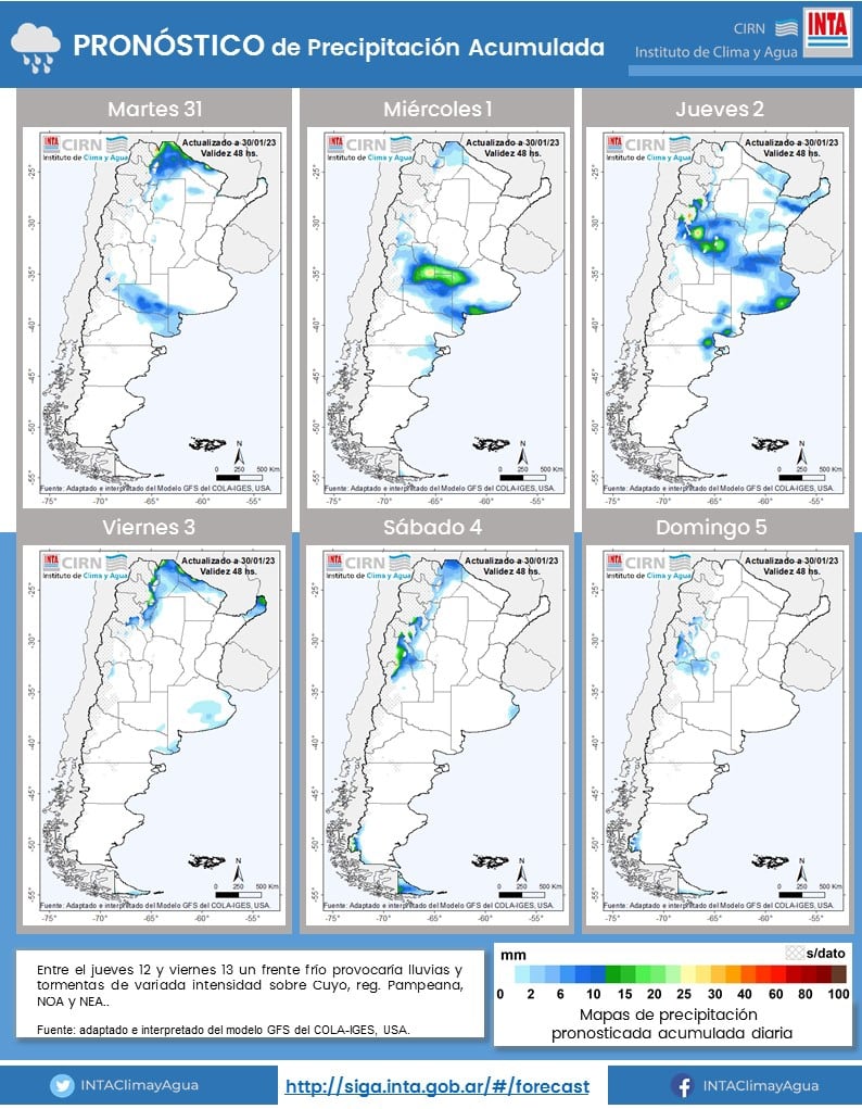 La semana de precipitaciones en todo el país.