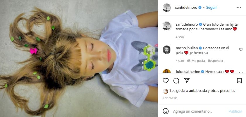 Una de las fotos que compartió Santiago del Moro de sus hijas.