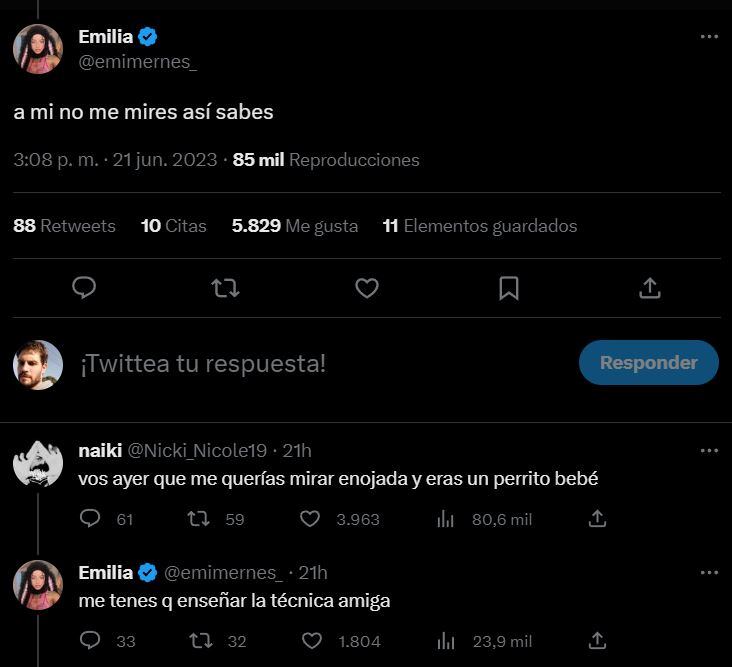 Emilia Mernes y Nicki Nicole se comentan en sus redes