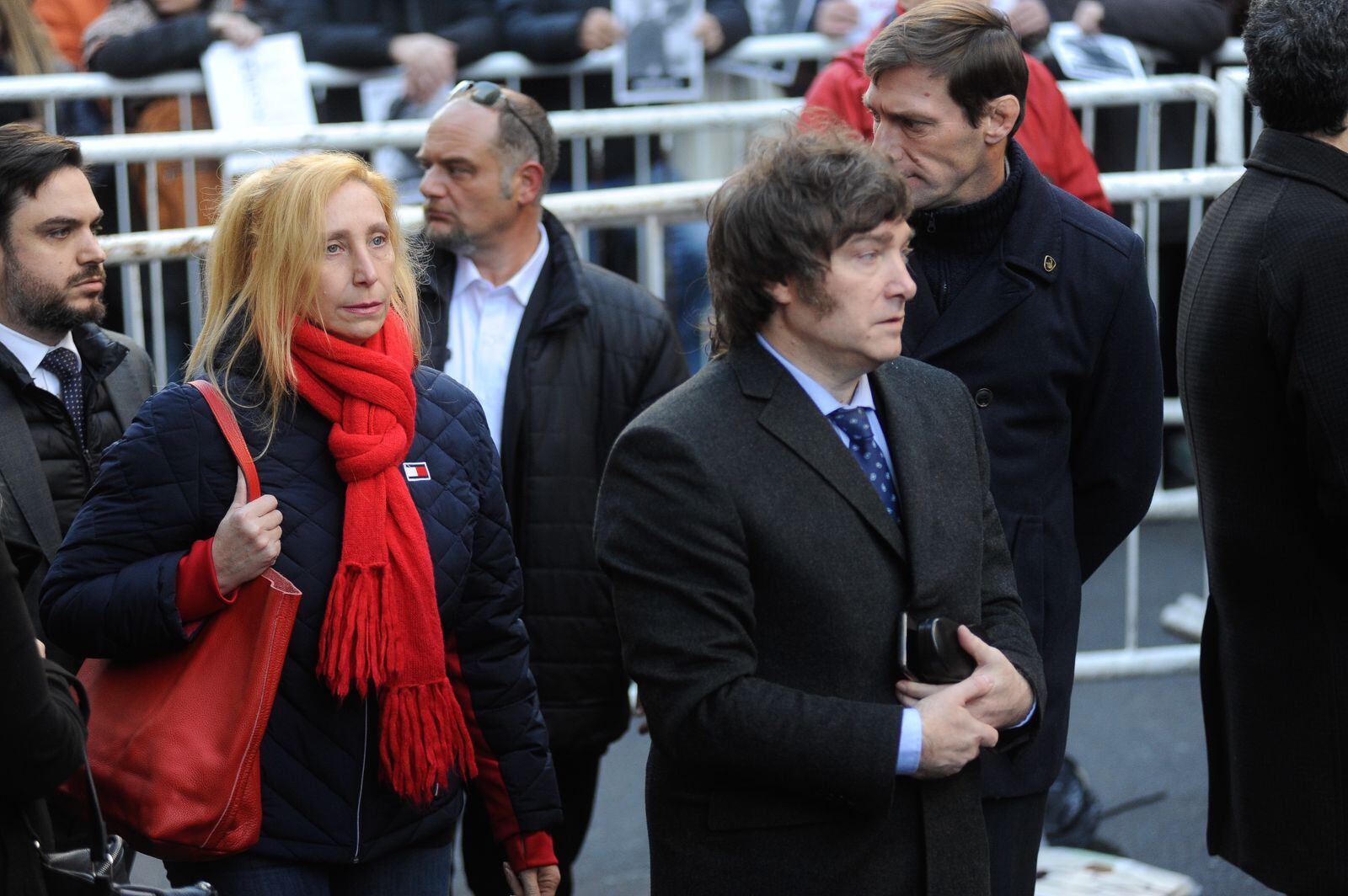 El precandidato presidencial, Javier Milei, en el acto de la AMIA.