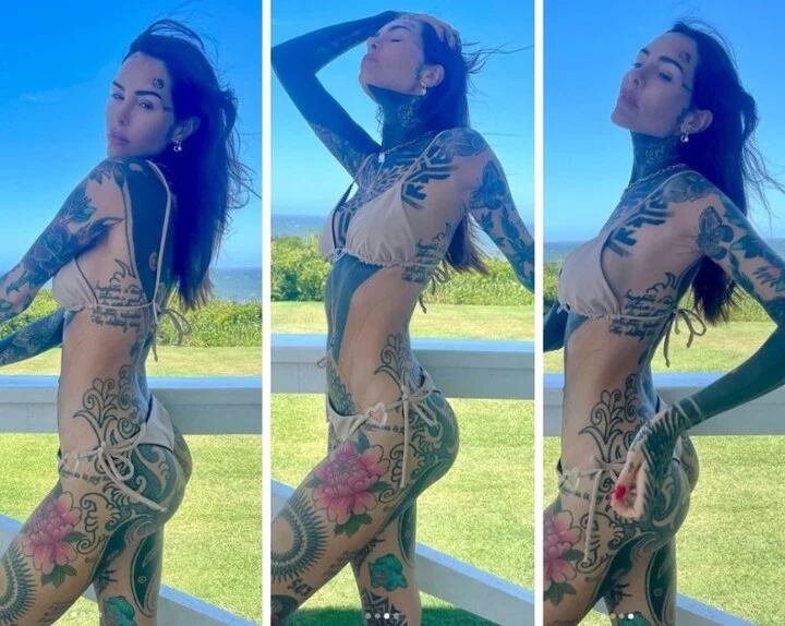 Cande Tinelli tiene su cuerpo lleno de tatuajes.