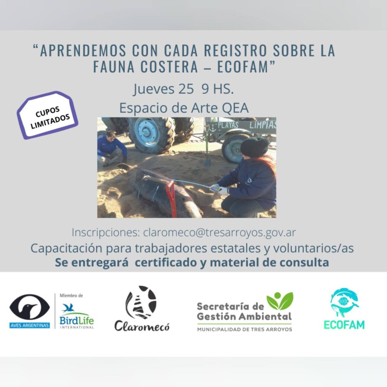 Capacitación sobre Fauna Costera de ECOFAM en Claromecó