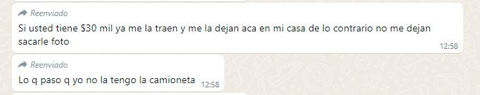 Mensaje 4:  piden seña de 30 mil