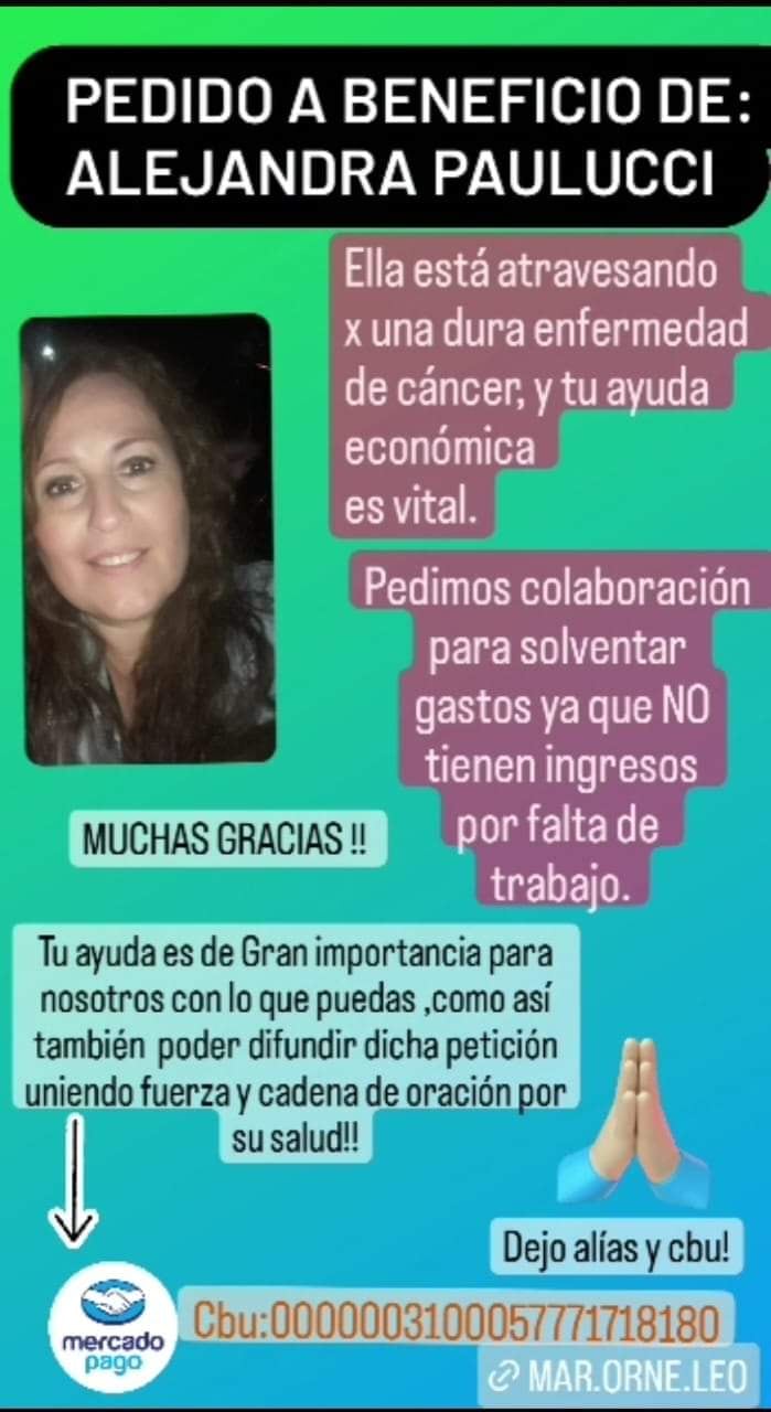 Alejandra, la mercedina de 50 años que padece cáncer y su familia necesita ayuda