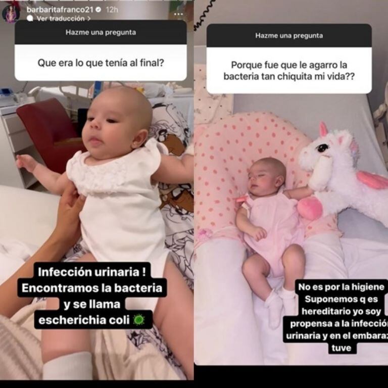 Barby Franco respondió preguntas sobre la internación y la salud de Sarah.