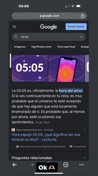 ¿Cuál es el significado de la hora “05:05″?