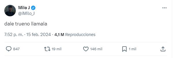 El extraño motivo por el que Milo J se volvió viral en Twitter.