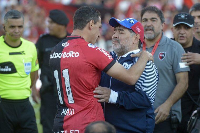 Maxi Rodríguez recibió al astro cuando dirigía a Gimnasia y Esgrima de La Plata.