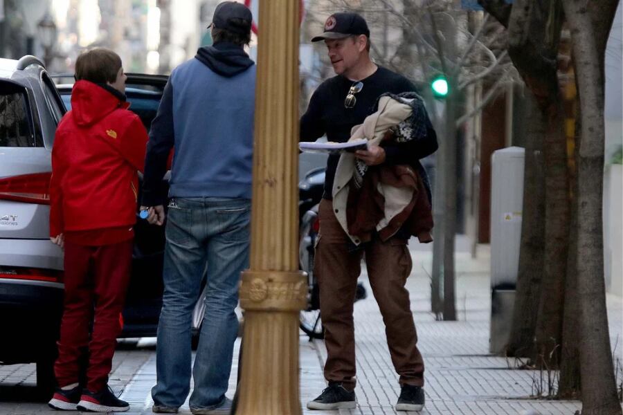 El actor Matt Damon recorriendo el barrio porteño de Palermo.