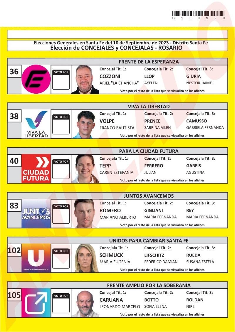 Las Boletas se identificarán con colores