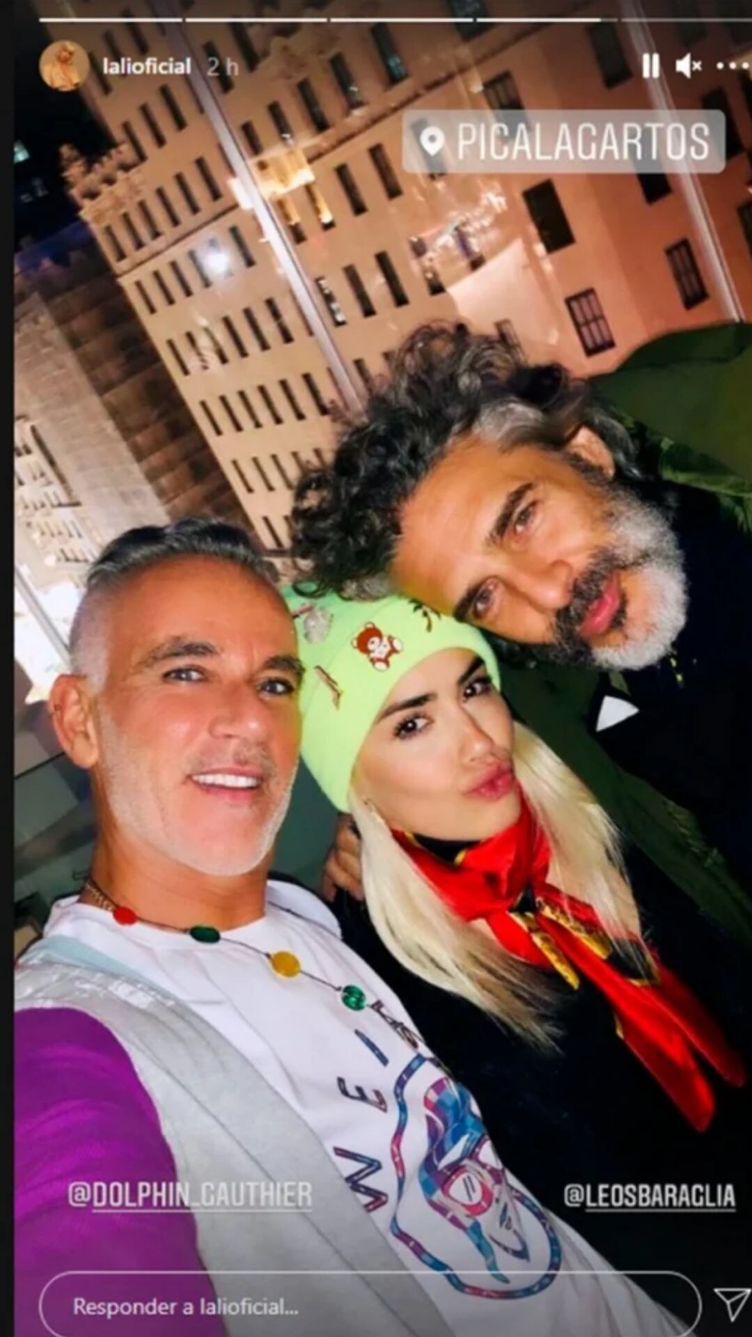 La selfie que publicó Lali junto a Sbaraglia de su encuentro.