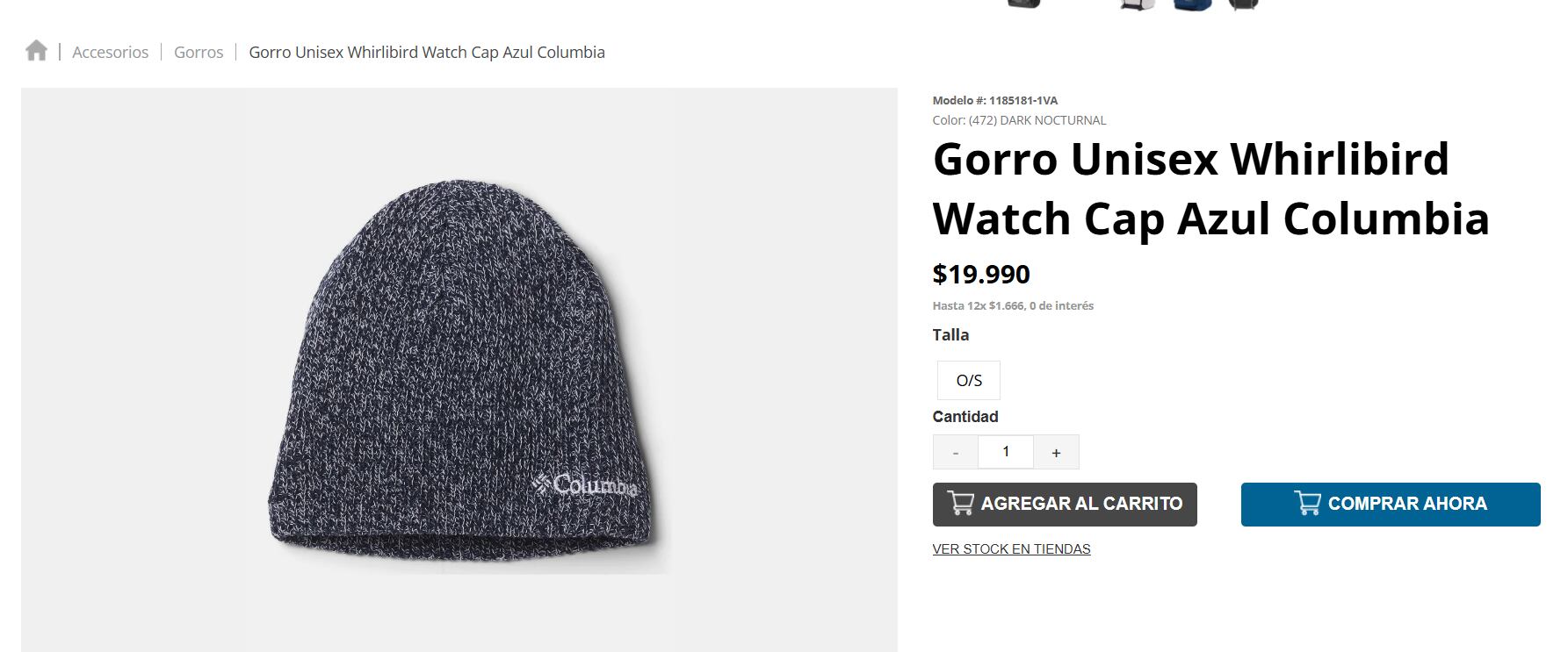 Esto es lo que cuesta un gorro para la nieve Columbia en Chile.