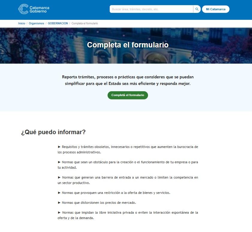 El formulario de participación ciudadana puede encontrarse en el portal oficial de Catamarca Gobierno.