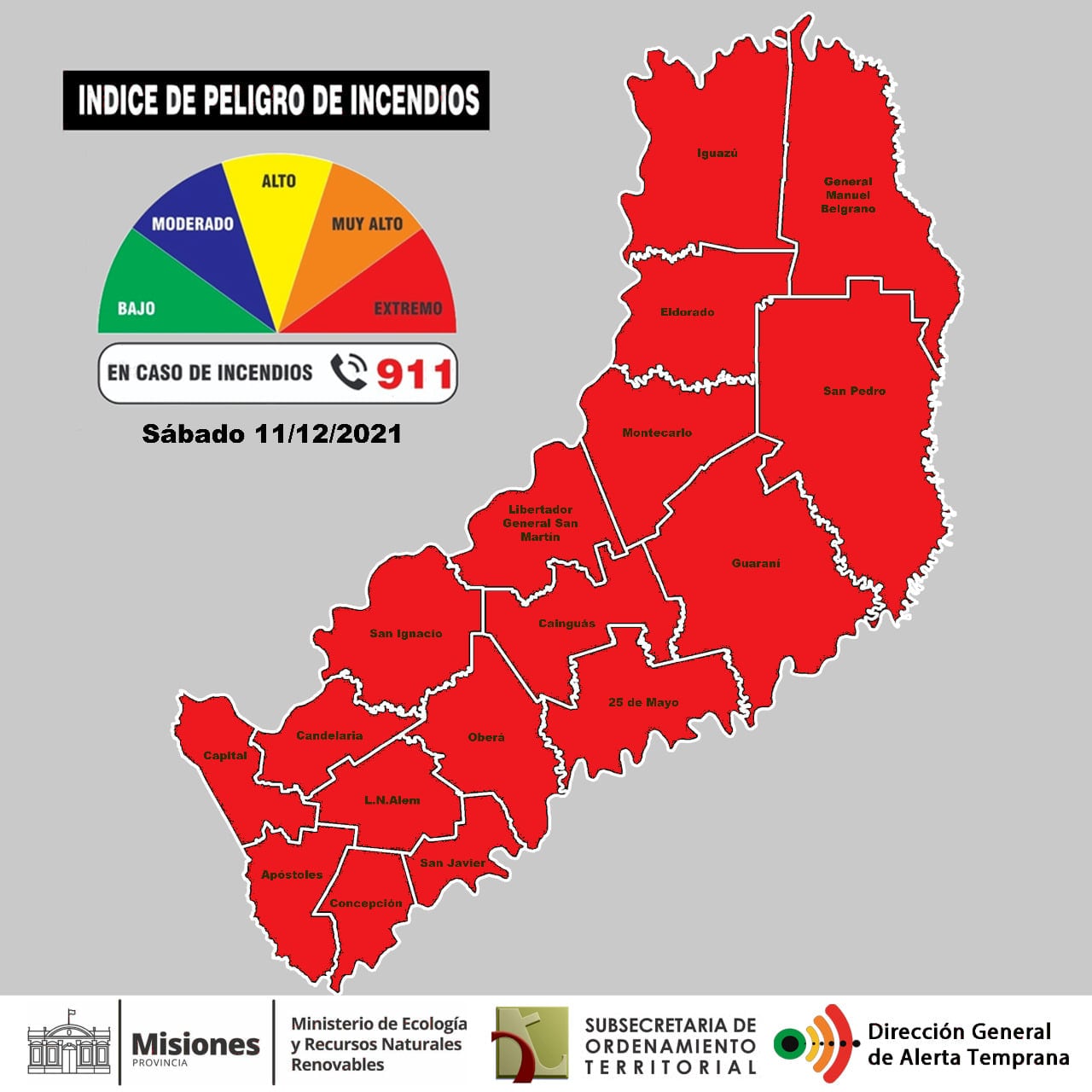 Riesgo de incendios en la provincia de Misiones durante este fin de semana.