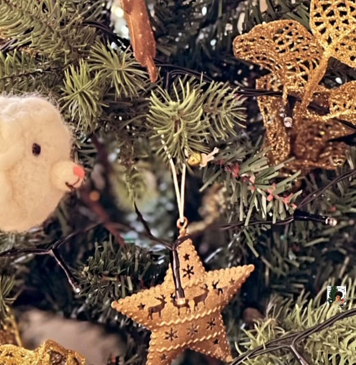 Darío Barassi eligió accesorios dorados para su arbolito de Navidad.