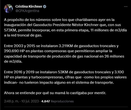 Cristina Kirchner criticó fuertemente a Mauricio Macri.