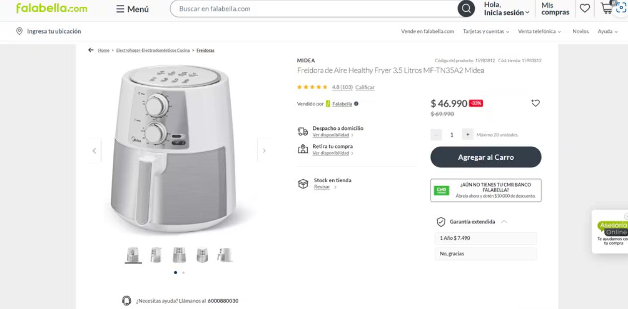 Esto es lo que vale una Air Fryer Midea en Chile.