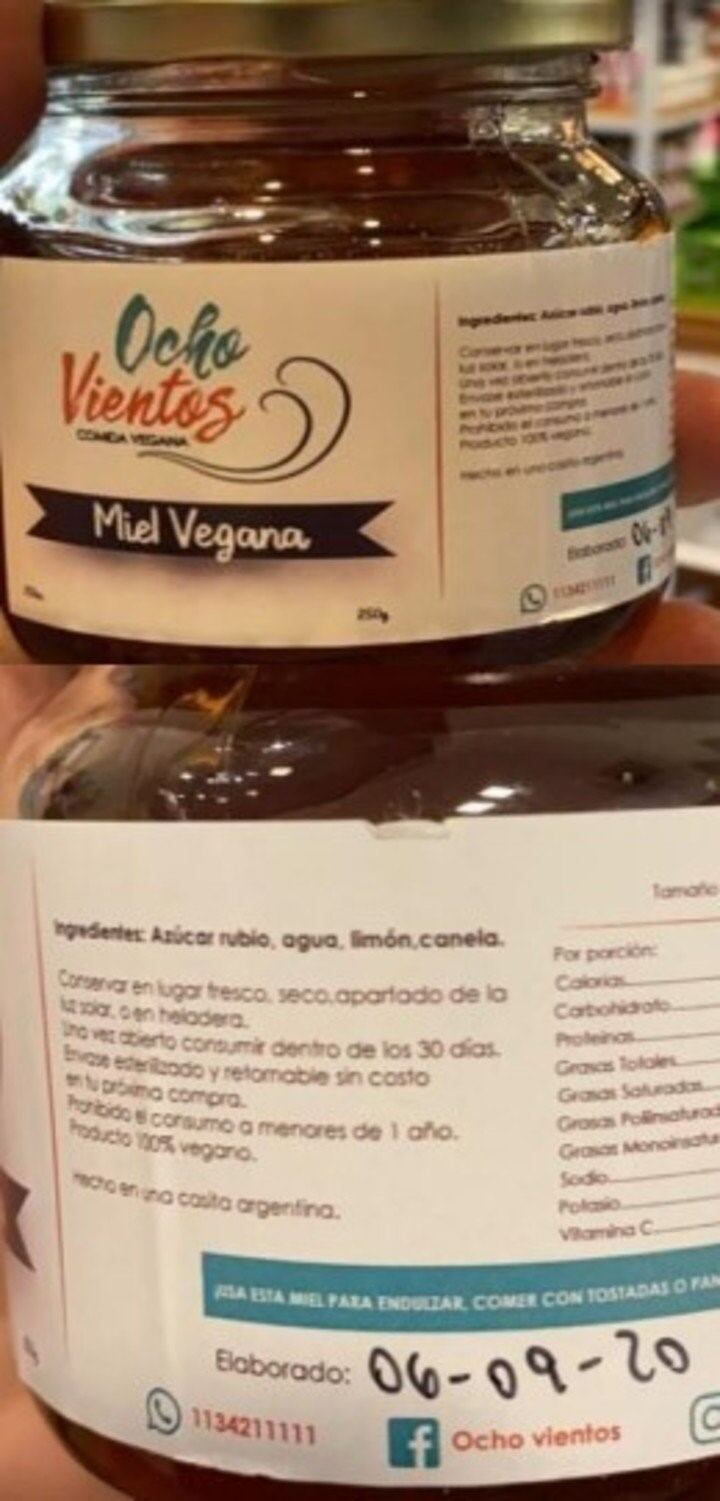 Anmat prohibió miel vegana Ocho Vientos