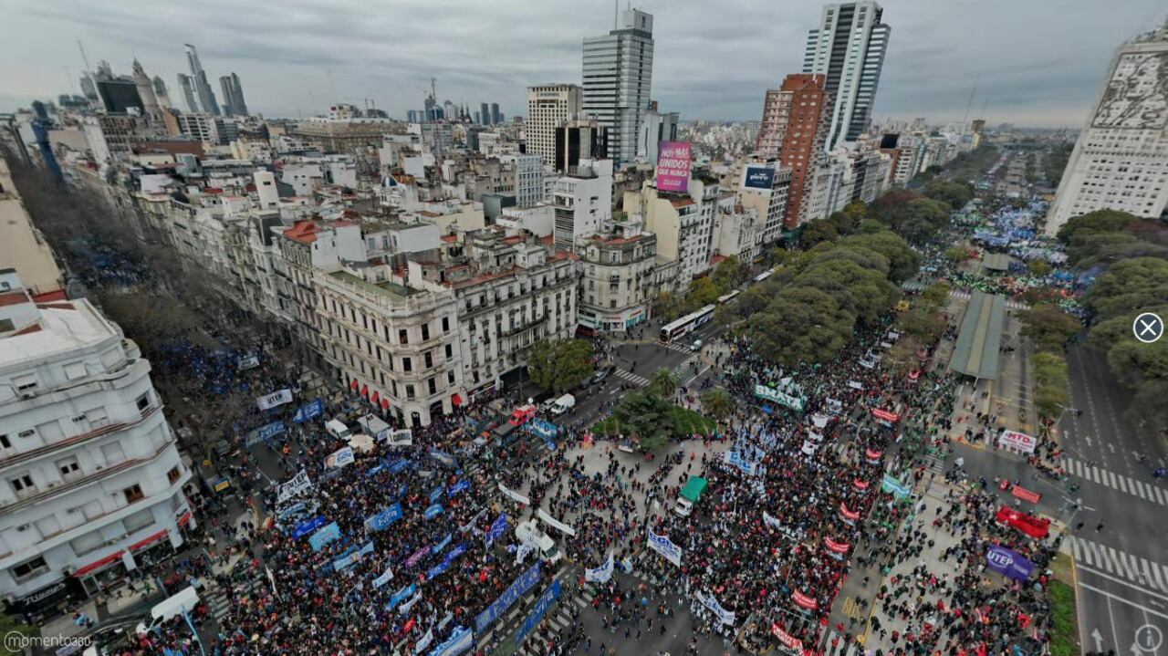 (*) El drone de TN en la marcha de las organizaciones. (Foto: Juan Pablo Cháves).