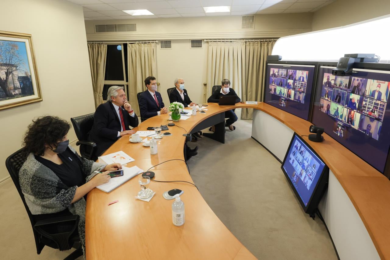 Reunión virtual del Gobierno con los gobernadores. (Foto: Presidencia)