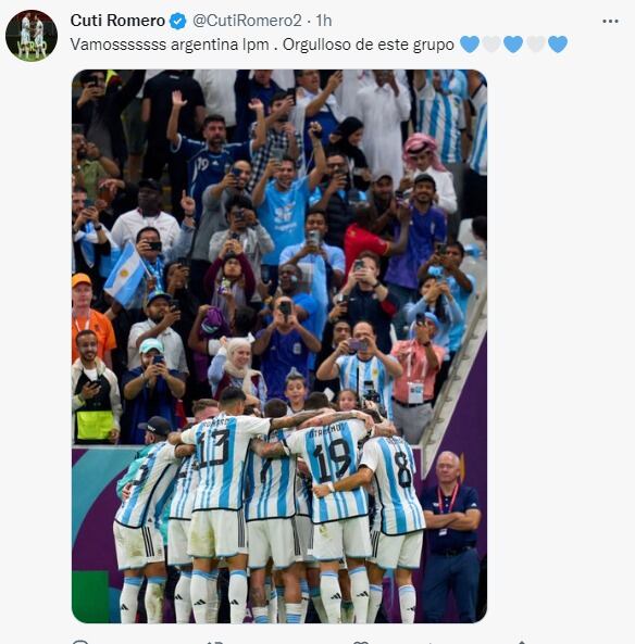 El Cuti Romero, semifinalista con la Selección argentina.