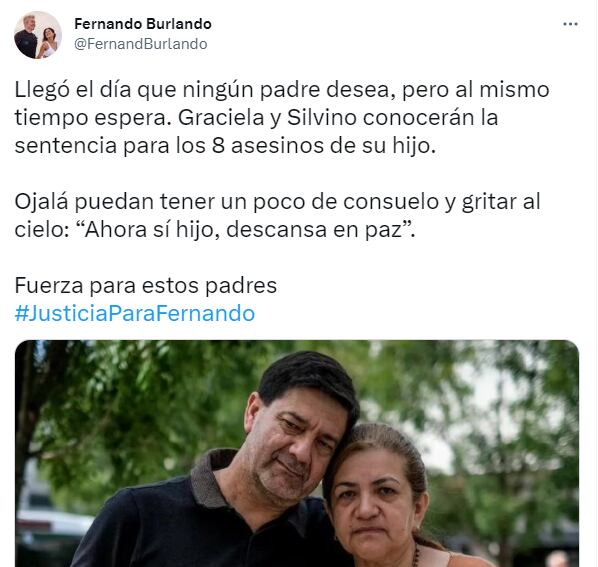 El mensaje de Burlando a horas del veredicto.