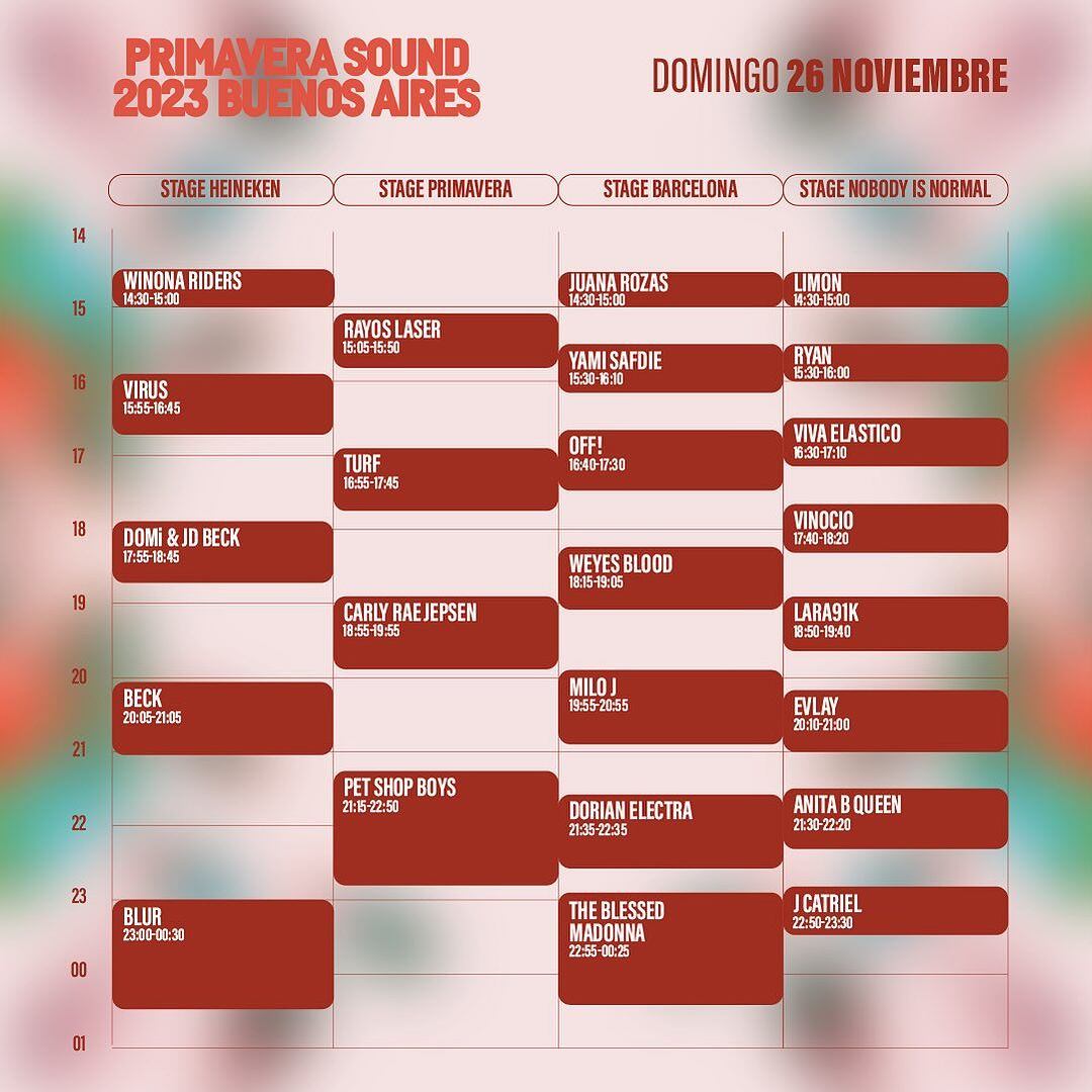 grilla del domingo 26 Primavera Sound 2023