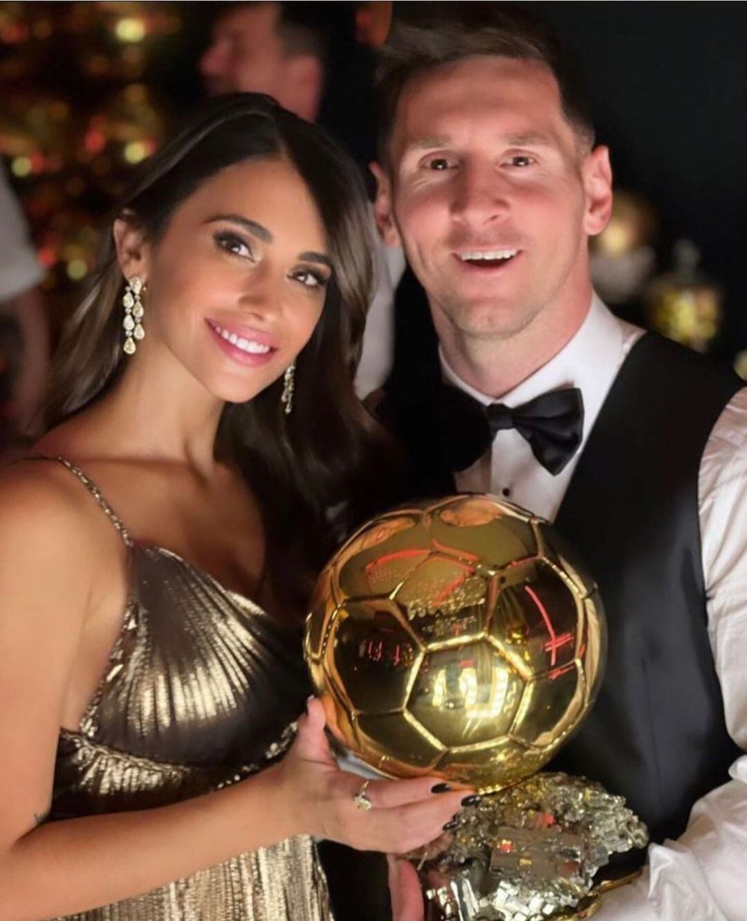 Antonela Roccuzzo celebró el séptimo Balón de Oro junto a Leo Messi.