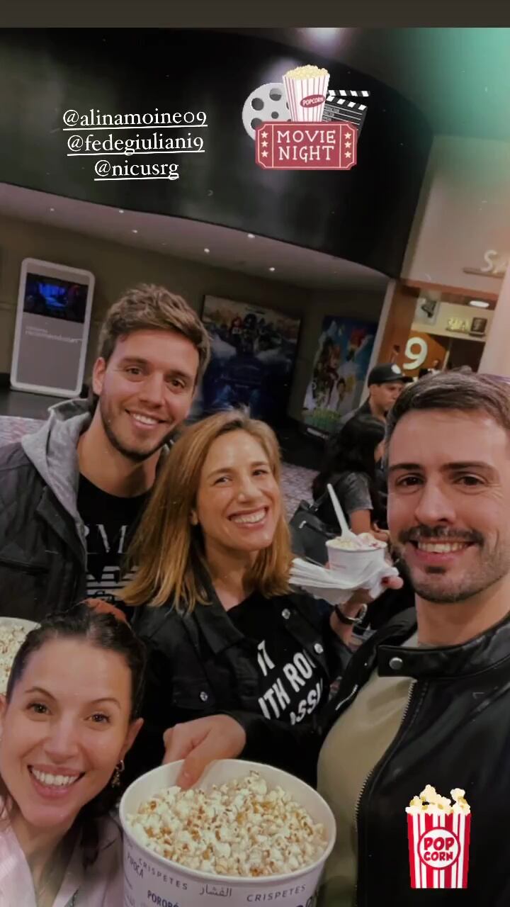 Alina Moine y Federico Giuliani fueron al cine con Flor Nigro y su novio.