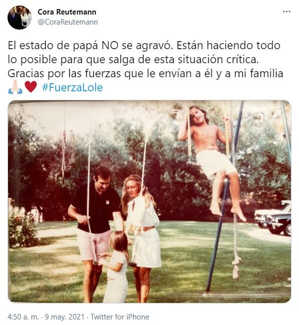 El "Lole" tuvo dos hijas en su primer matrimonio con "Mimicha" Bobbio. (@corareutemann)