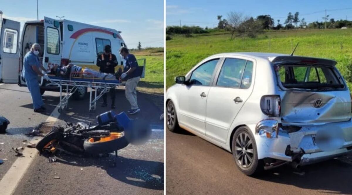 Posadas: accidente de tránsito entre una motocicleta y un vehículo en la avenida Costa Sur