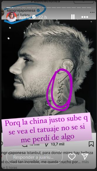 El nuevo tatuaje de Mauro Icardi con guiño a la China Suárez