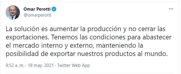 El Gobernador de Santa Fe criticó el cierre de las exportaciones de carne.