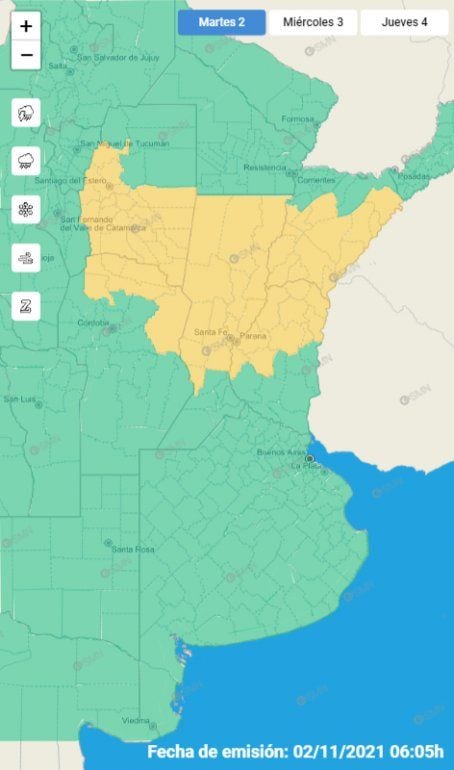 El alerta meteorológico para hoy.