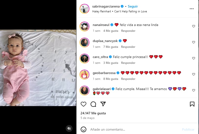 Sabrina Garciarena compartió un emotivo video de su hija.