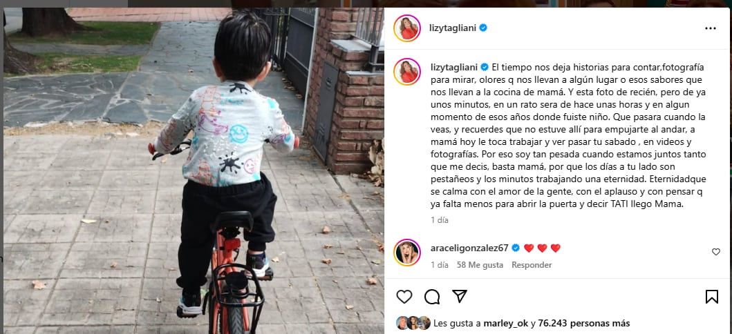 El dolor de Lizy Tagliani por estar lejos de su hijo Tati