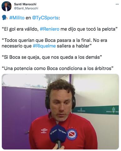 Los reclamos de Gabriel Milito luego de la eliminación de Argentinos Juniors de la Copa Argentina.