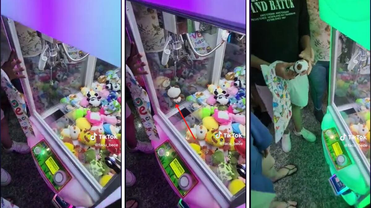 Viral en TikTok: se cansó de perder en las maquinitas y creó un polémico método para sacar los peluches