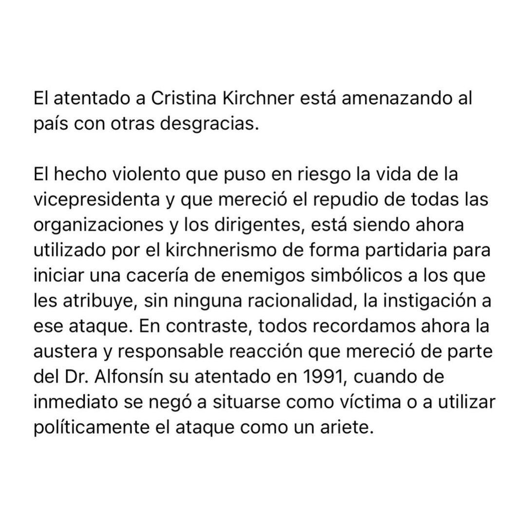 Mauricio Macri sobre el atentado a Cristina Kirchner.