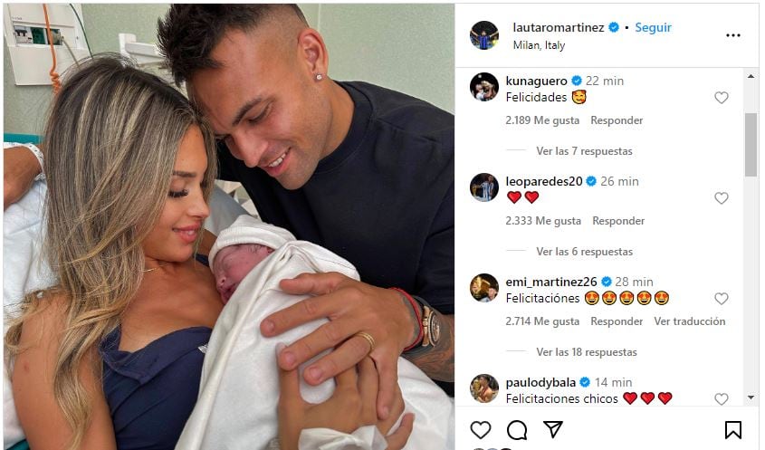 Los saludos de los futbolistas de la Selección Argentina para Theo, el hijo de Lautaro Martínez y Agustina Gandolfo.